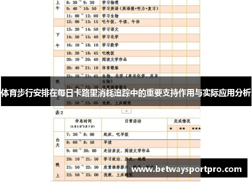 体育步行安排在每日卡路里消耗追踪中的重要支持作用与实际应用分析