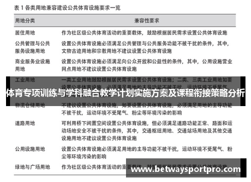 体育专项训练与学科融合教学计划实施方案及课程衔接策略分析