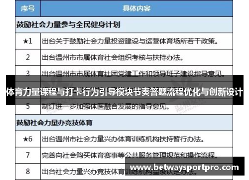体育力量课程与打卡行为引导模块节奏答题流程优化与创新设计